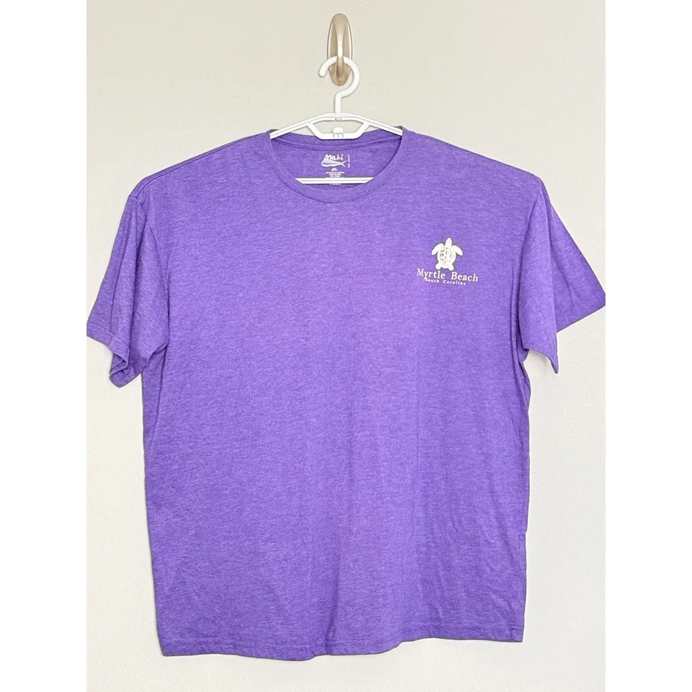 Mahi Surf Co. T-Shirt Men 2XL Purple Myrtle Beach South Carolina Sea Turtle Tee